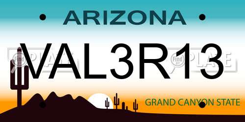 VAL3R13 Arizona License Plate
