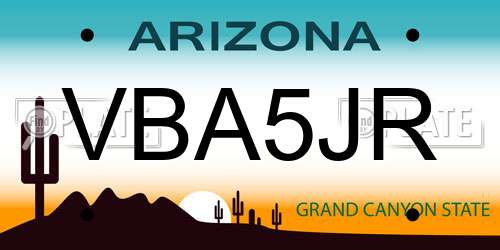 VBA5JR Arizona License Plate