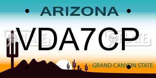 VDA7CP Arizona License Plate