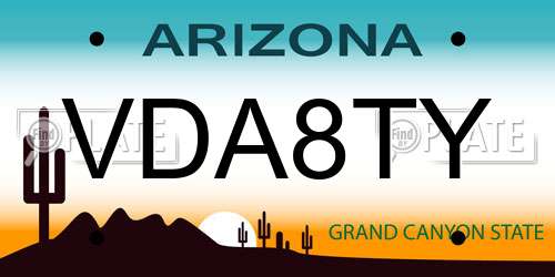 VDA8TY Arizona License Plate