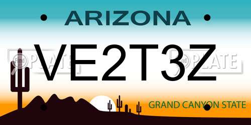 VE2T3Z Arizona License Plate