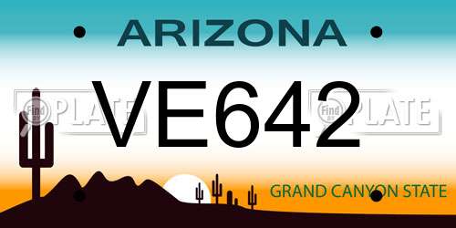 VE642 Arizona License Plate