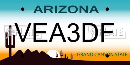 VEA3DF Arizona License Plate