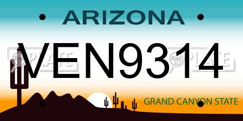 VEN9314 Arizona License Plate