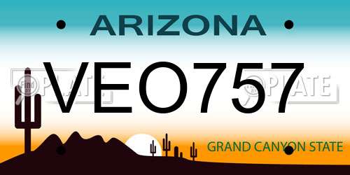 VEO757 Arizona License Plate