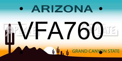 VFA760 Arizona License Plate