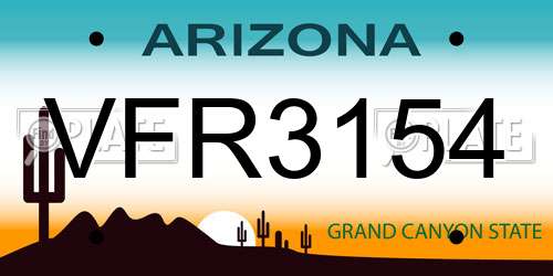 VFR3154 Arizona License Plate