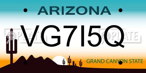 VG7I5Q Arizona License Plate