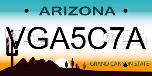 VGA5C7A Arizona License Plate