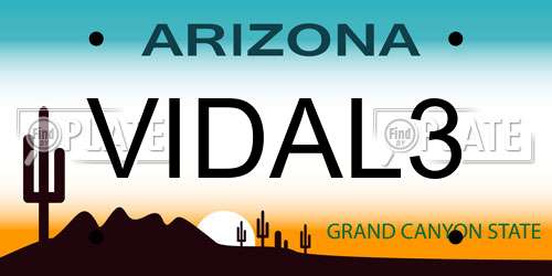 VIDAL3 Arizona License Plate