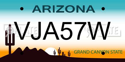 VJA57W Arizona License Plate