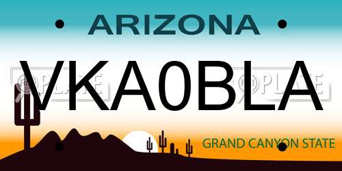 VKA0BLA Arizona License Plate