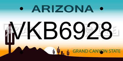 VKB6928 Arizona License Plate