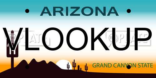 VLOOKUP Arizona License Plate
