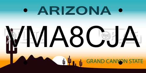 VMA8CJA Arizona License Plate