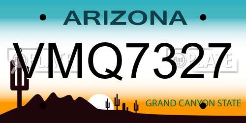 VMQ7327 Arizona License Plate