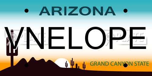 VNELOPE Arizona License Plate