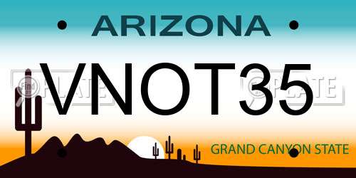 VNOT35 Arizona License Plate