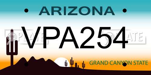 VPA254 Arizona License Plate