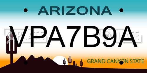 VPA7B9A Arizona License Plate