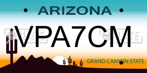VPA7CM Arizona License Plate