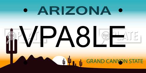VPA8LE Arizona License Plate