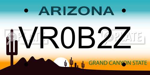 VR0B2Z Arizona License Plate