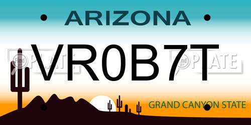 VR0B7T Arizona License Plate