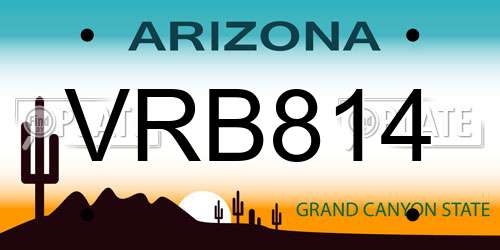 VRB814 Arizona License Plate