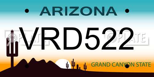 VRD522 Arizona License Plate