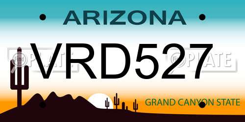 VRD527 Arizona License Plate