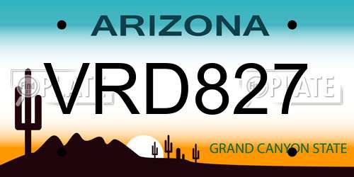 VRD827 Arizona License Plate