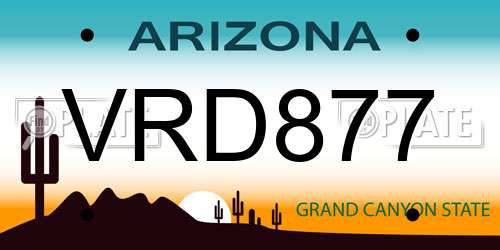 VRD877 Arizona License Plate