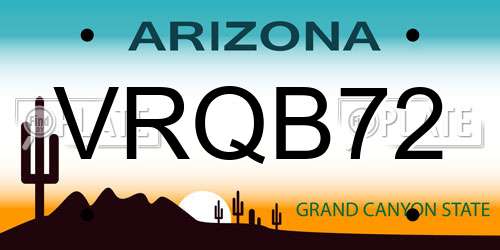 VRQB72 Arizona License Plate