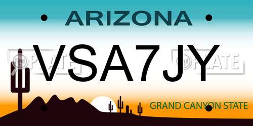 VSA7JY Arizona License Plate