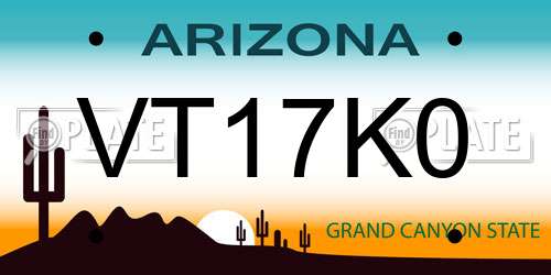 VT17K0 Arizona License Plate