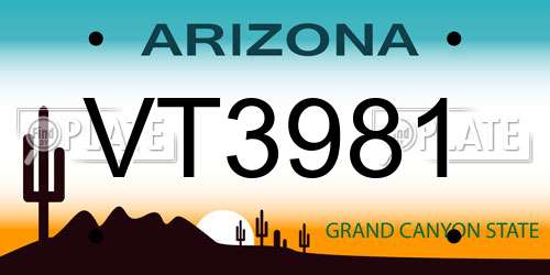 VT3981 Arizona License Plate