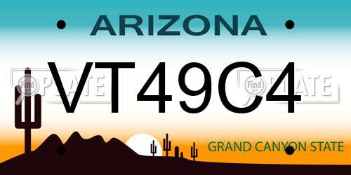 VT49C4 Arizona License Plate
