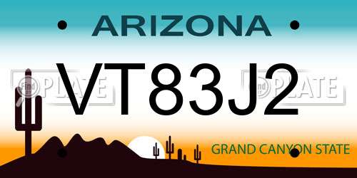 VT83J2 Arizona License Plate