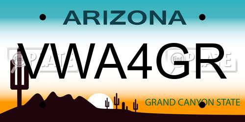 VWA4GR Arizona License Plate