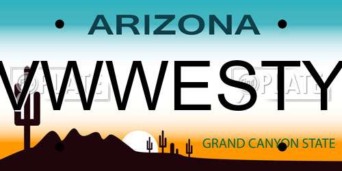 VWWESTY Arizona License Plate