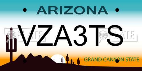VZA3TS Arizona License Plate