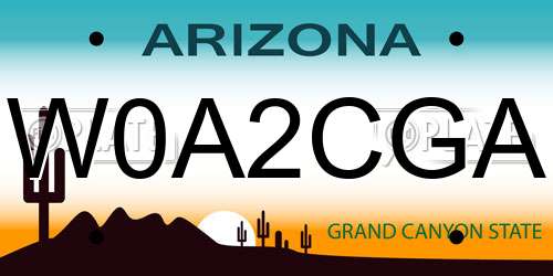 W0A2CGA Arizona License Plate
