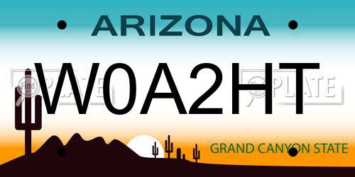 W0A2HT Arizona License Plate