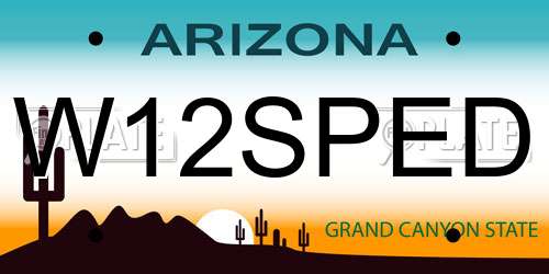W12SPED Arizona License Plate