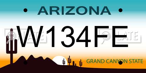 W134FE Arizona License Plate