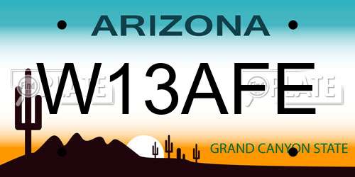 W13AFE Arizona License Plate
