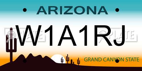 W1A1RJ Arizona License Plate