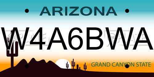 W4A6BWA Arizona License Plate