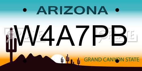 W4A7PB Arizona License Plate